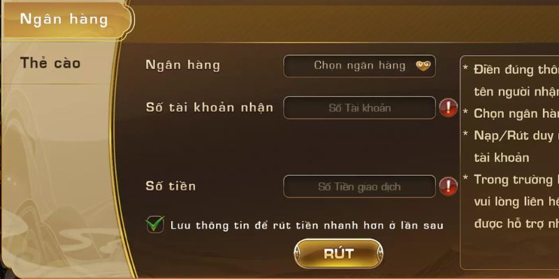 Hướng dẫn rút tiền Iwinn cực thuận tiện qua ngân hàng